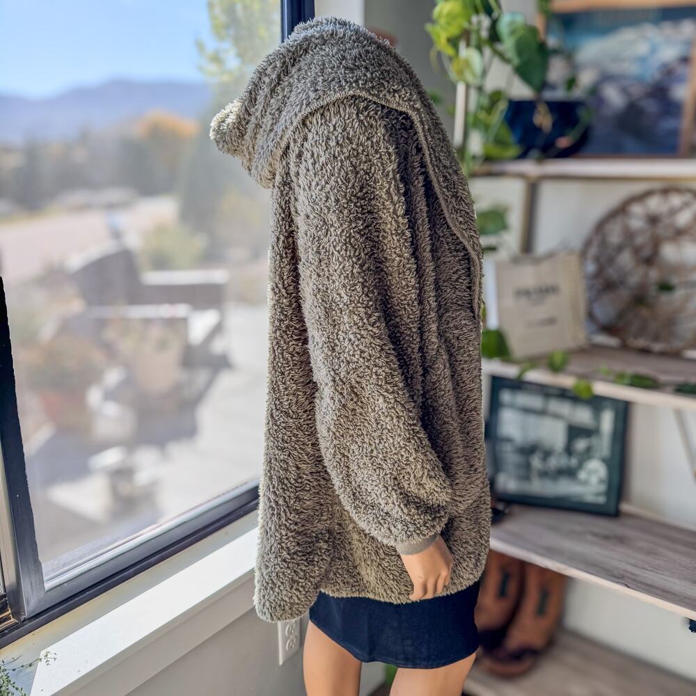 UnHide For Love Not Fur, Shleepy Hooded Cardigan/Robe-Taupe Ducky Women's Small - Picture 6 of 12